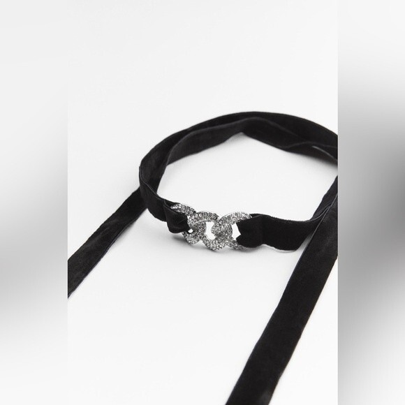 ZARA VELVET RHINESTONE CHOKER - Picture 4 of 5